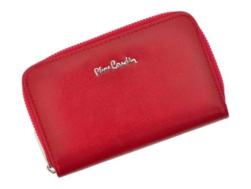 Pierre Cardin Women Leather Wallet with Zip Red-5968