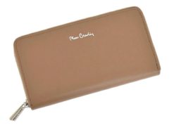 Pierre Cardin Women Leather Wallet with Zip Beige-5087