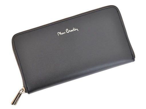 Pierre Cardin Women Leather Wallet with Zip Grey-5112