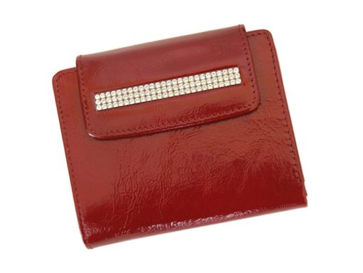 Giovani Woman Leather Wallet Swarovski Line Red-4386