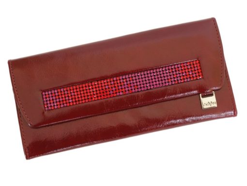 Giovani Woman Leather Wallet Swarovski Line Red-4472