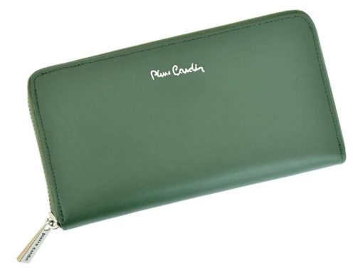 Pierre Cardin Women Leather Wallet with Zip Dark Red-5145