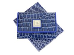 Pierre Cardin Women Leather Purse Medium Size Blue-6153