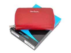 Pierre Cardin Women Leather Wallet with Zip Red-5965