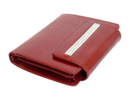 Giovani Woman Leather Wallet Swarovski Line Red-4395