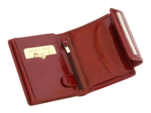 Giovani Woman Leather Wallet Swarovski Line Red-4393