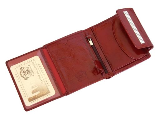 Giovani Woman Leather Wallet Swarovski Line Red-4381