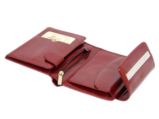 Giovani Woman Leather Wallet Swarovski Line Red-4392