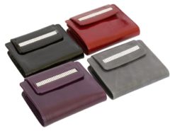 Giovani Woman Leather Wallet Swarovski Line Red-4391