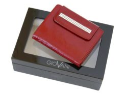 Giovani Woman Leather Wallet Swarovski Line Red-4389