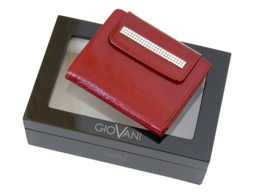 Giovani Woman Leather Wallet Swarovski Line Red-4389