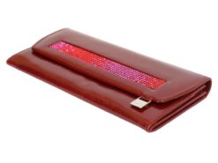 Giovani Woman Leather Wallet Swarovski Line Red-4470