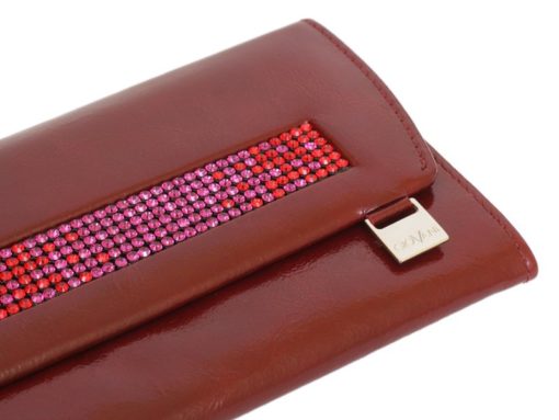 Giovani Woman Leather Wallet Swarovski Line Red-4483