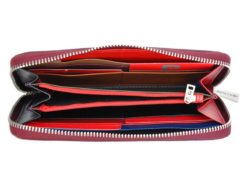 Pierre Cardin Women Leather Wallet with Zip Dark Red-5146