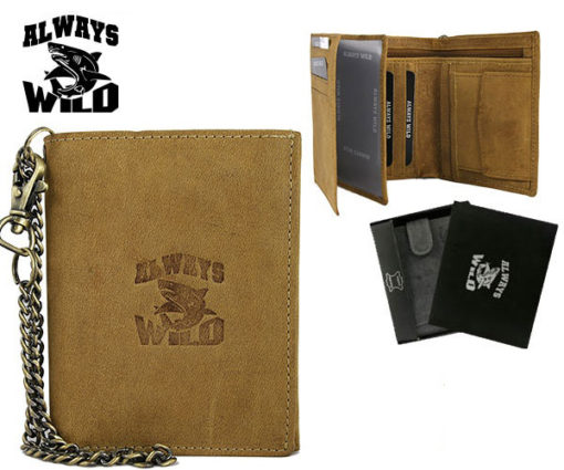 Always Wild Man Unique Leather Walletwith Chain-7067
