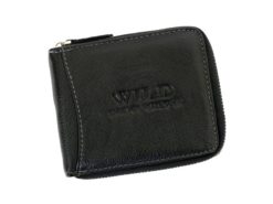 Wild Things Only Man Leahter Wallet with Zip Dark Brown-7126