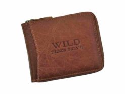 Wild Things Only Man Leahter Wallet with Zip Dark Brown-7122