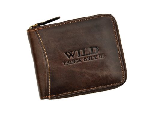 Wild Things Only Man Leahter Wallet with Zip Black-7130