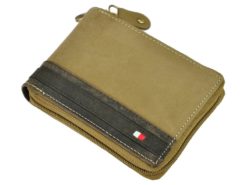 Always Wild Man Leather Wallet with zip and chain light brown and brown-7198