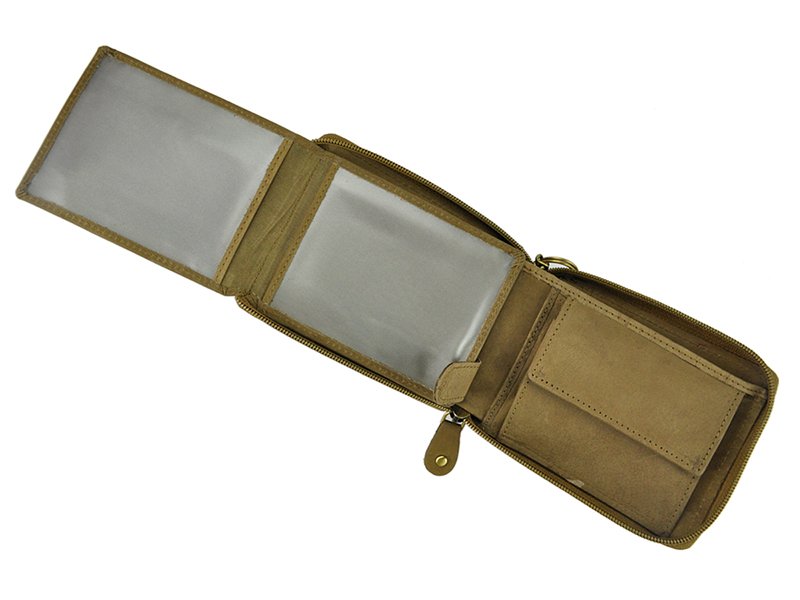 Always Wild Man Leather Wallet with zip and chain light brown and brown-7192