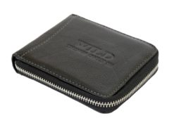Wild Things Only Man Leahter Wallet with Zip Dark Brown-7120