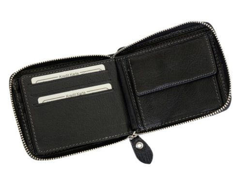 Wild Things Only Man Leahter Wallet with Zip Dark Brown-7125