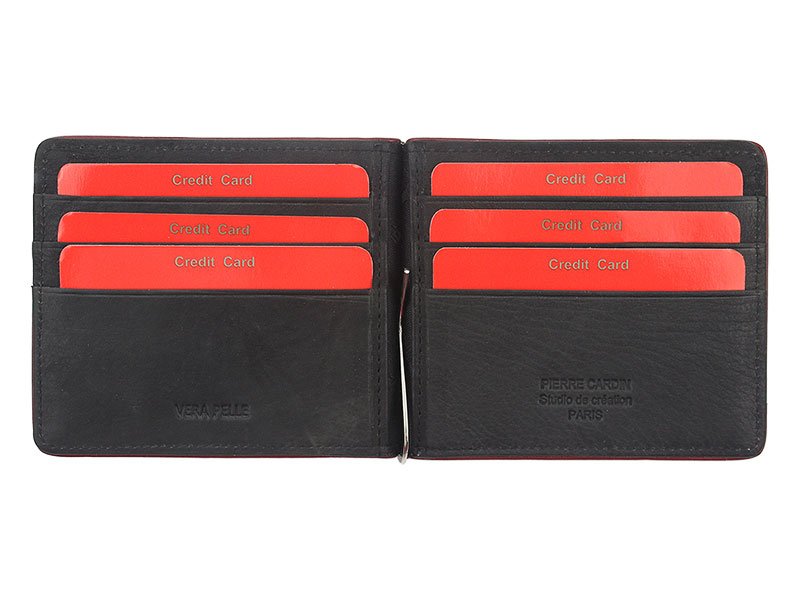 Pierre cardin Card Holder with Clip for notes Black-red | Wallets.ie