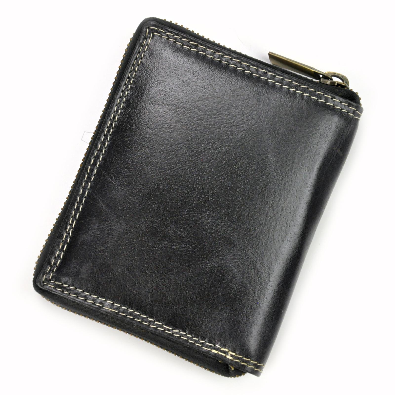 Wild Buffalo Man Leather Wallet Black with ZIP around -RM-03Z-BAW2 ...