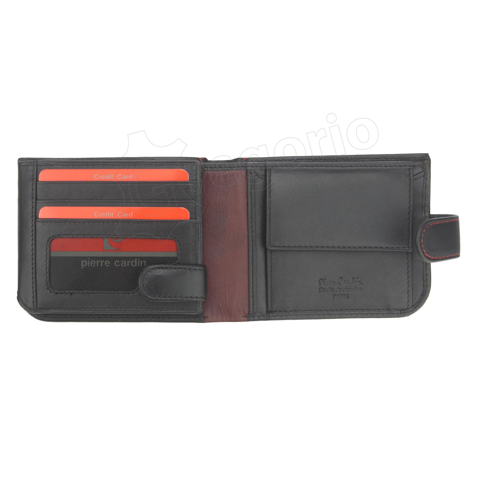 Pierre Cardin Unique Leather Wallet for Men Black with red thread - TILAK35 324A RFID - Image 7