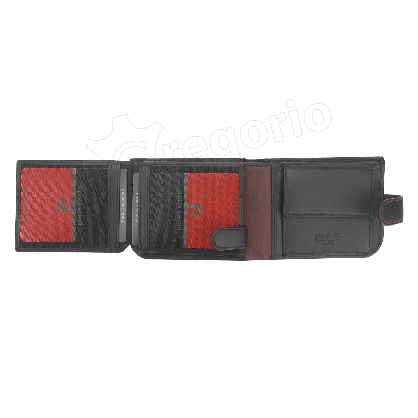 Pierre Cardin Unique Leather Wallet for Men Black with red thread - TILAK35 324A RFID - Image 6