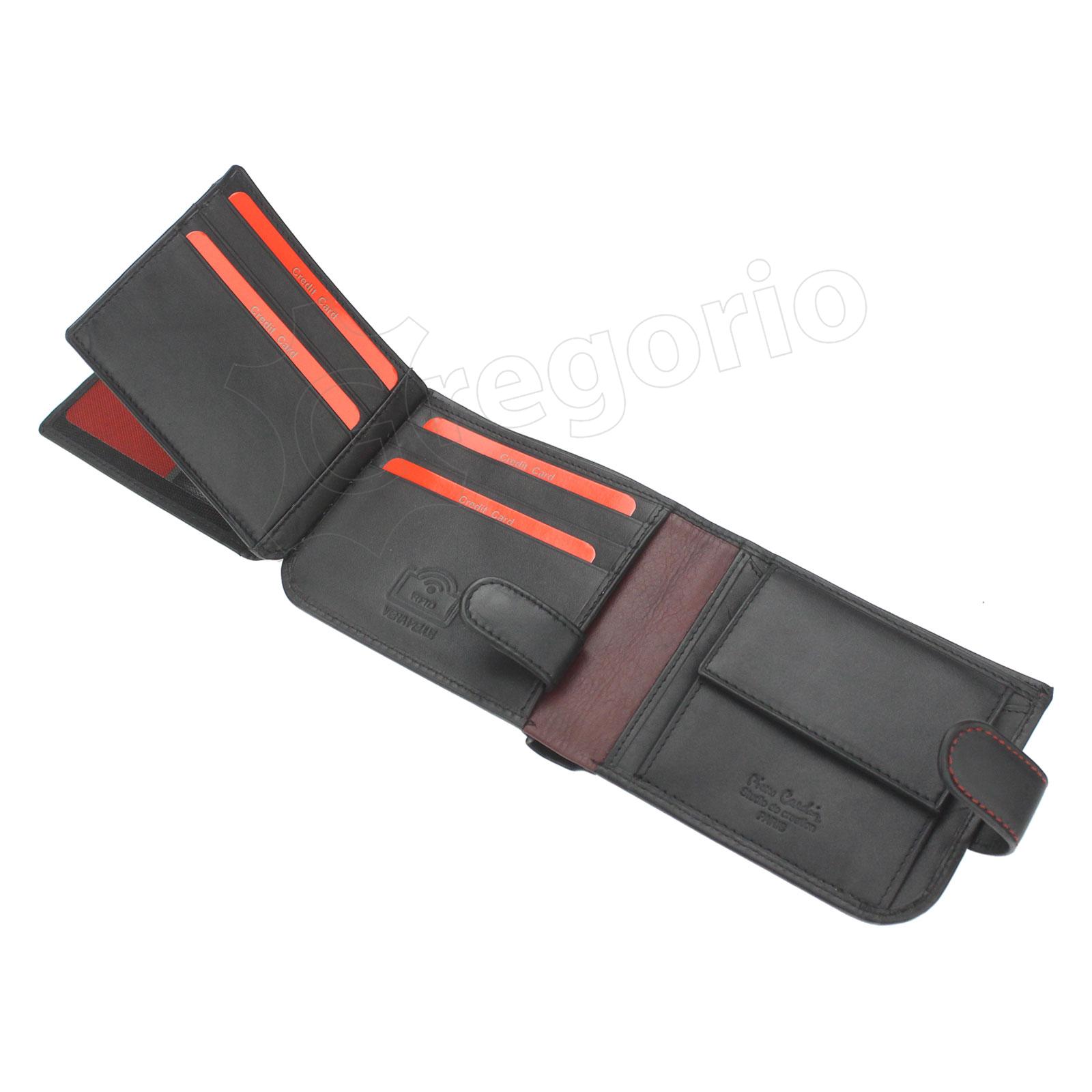 Pierre Cardin Unique Leather Wallet for Men Black with red thread - TILAK35 324A RFID - Image 5