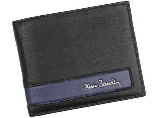 Pierre Cardin Unique Leather Wallet for Men Black- blue - TILAK37 8824 RFID
