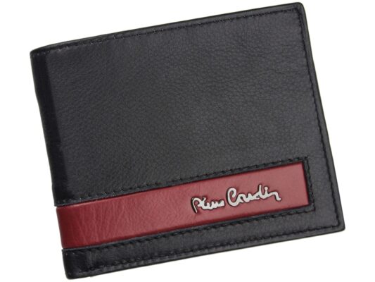 Pierre Cardin Unique Leather Wallet for Men Black- Red- TILAK37 8824 RFID