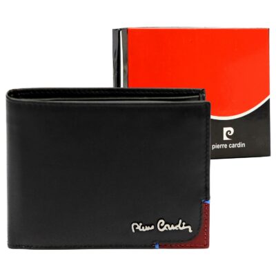 Pierre Cardin Unique Leather Wallet for Men Black-Red TILAK75 8806